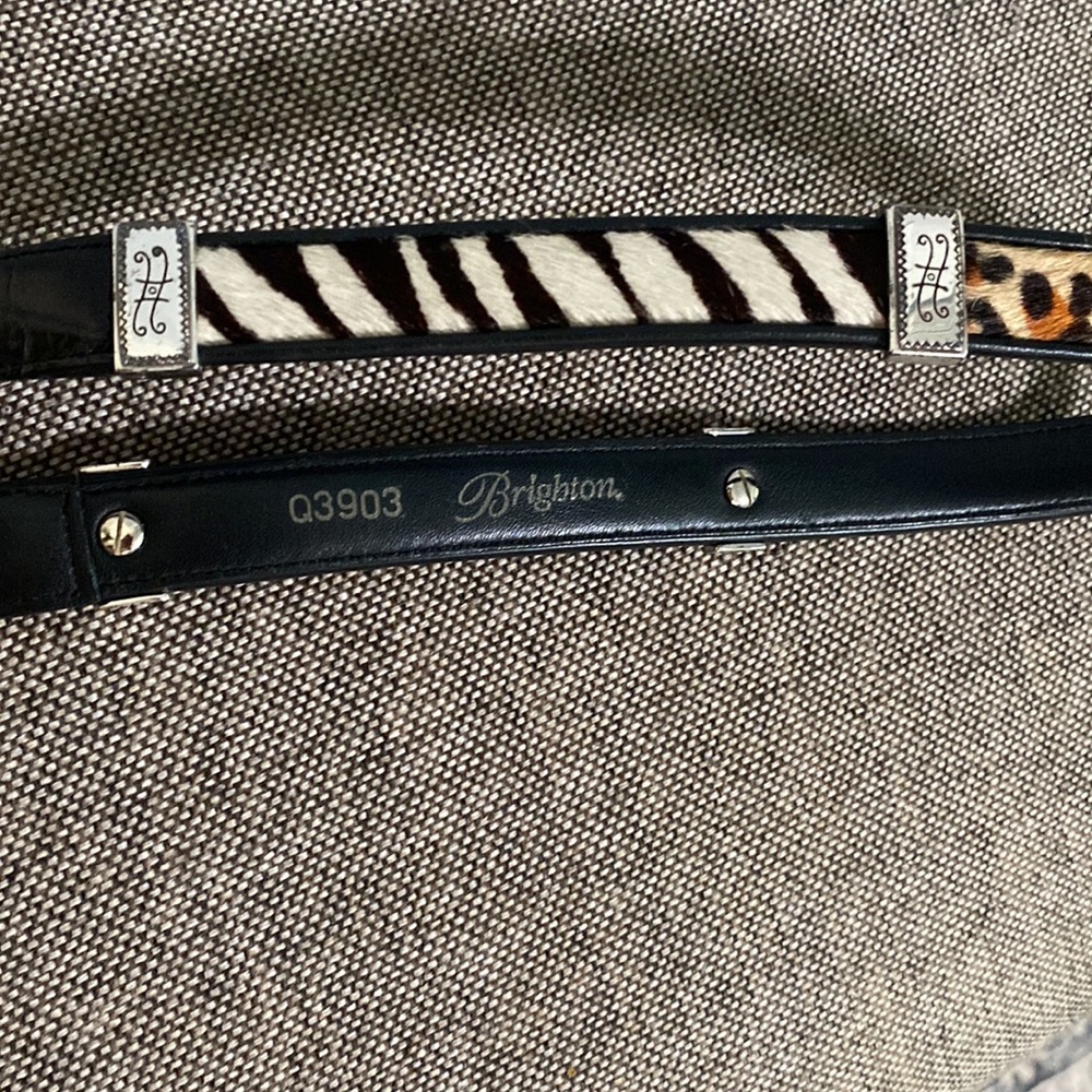 Brighton Leopard & Zebra print black leather horse hair belt. #Q3903. Size M30. - Picture 9 of 14